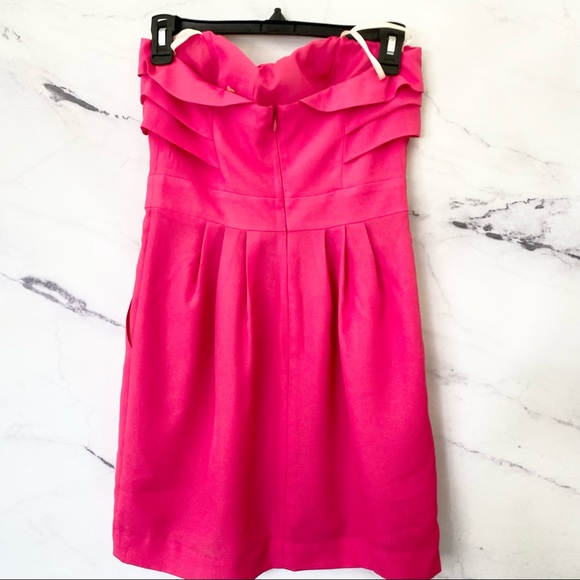 BCBGeneration Hot Pink Strapless Dress w/ Pockets Size 0 - Picture 10 of 12